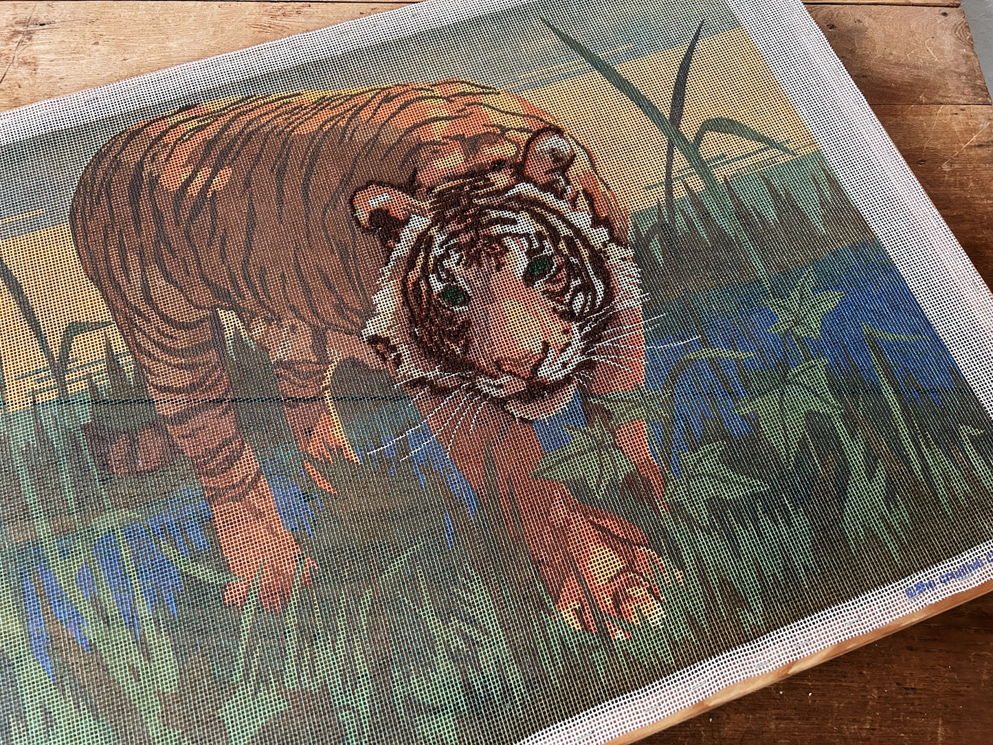 Vintage Tiger Needlepoint