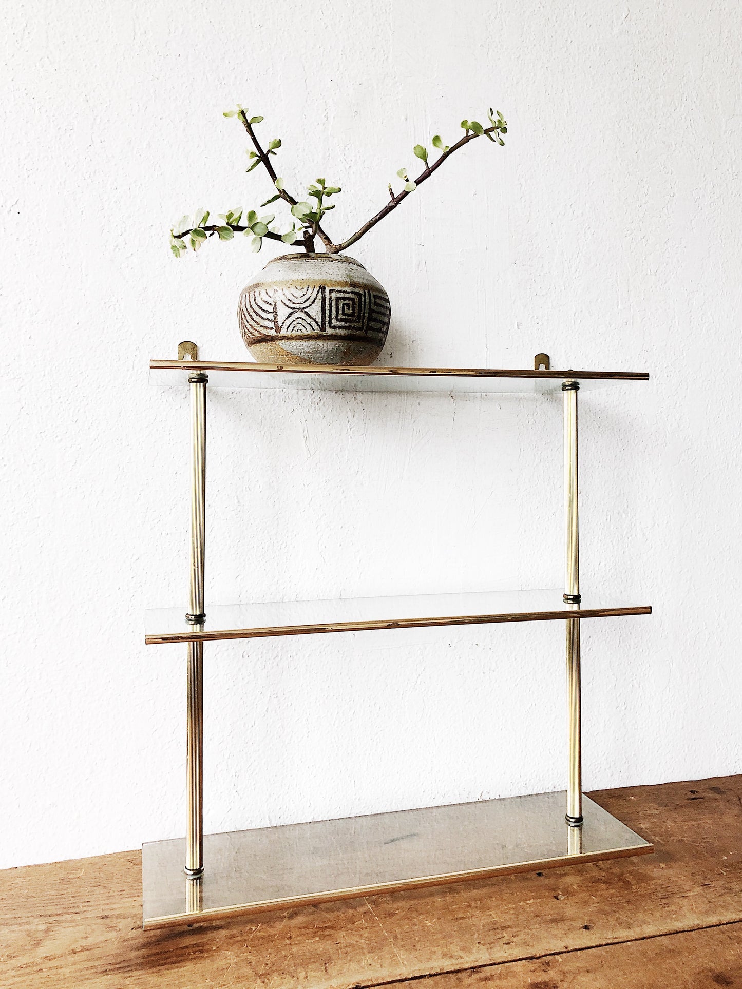 Vintage Tiered Brass and Glass Apothecary Shelf
