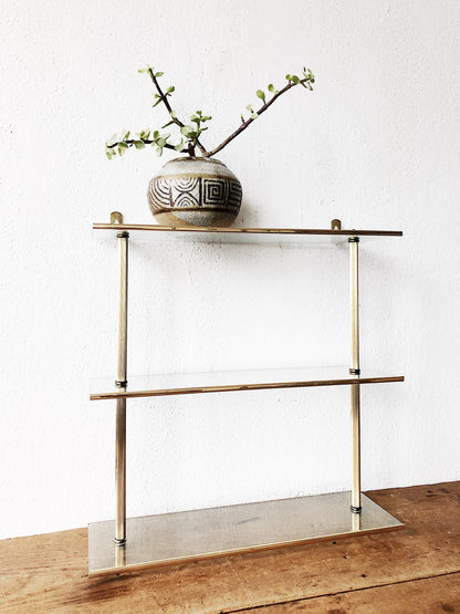 Vintage Tiered Brass and Glass Apothecary Shelf