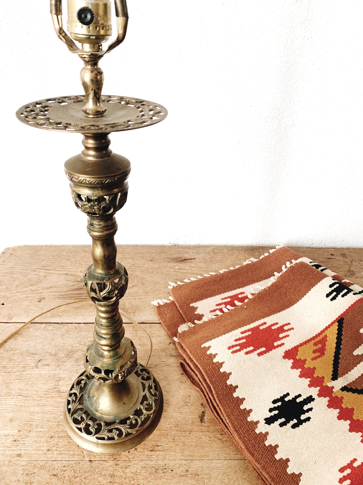 Vintage Brass Filigree Lamp