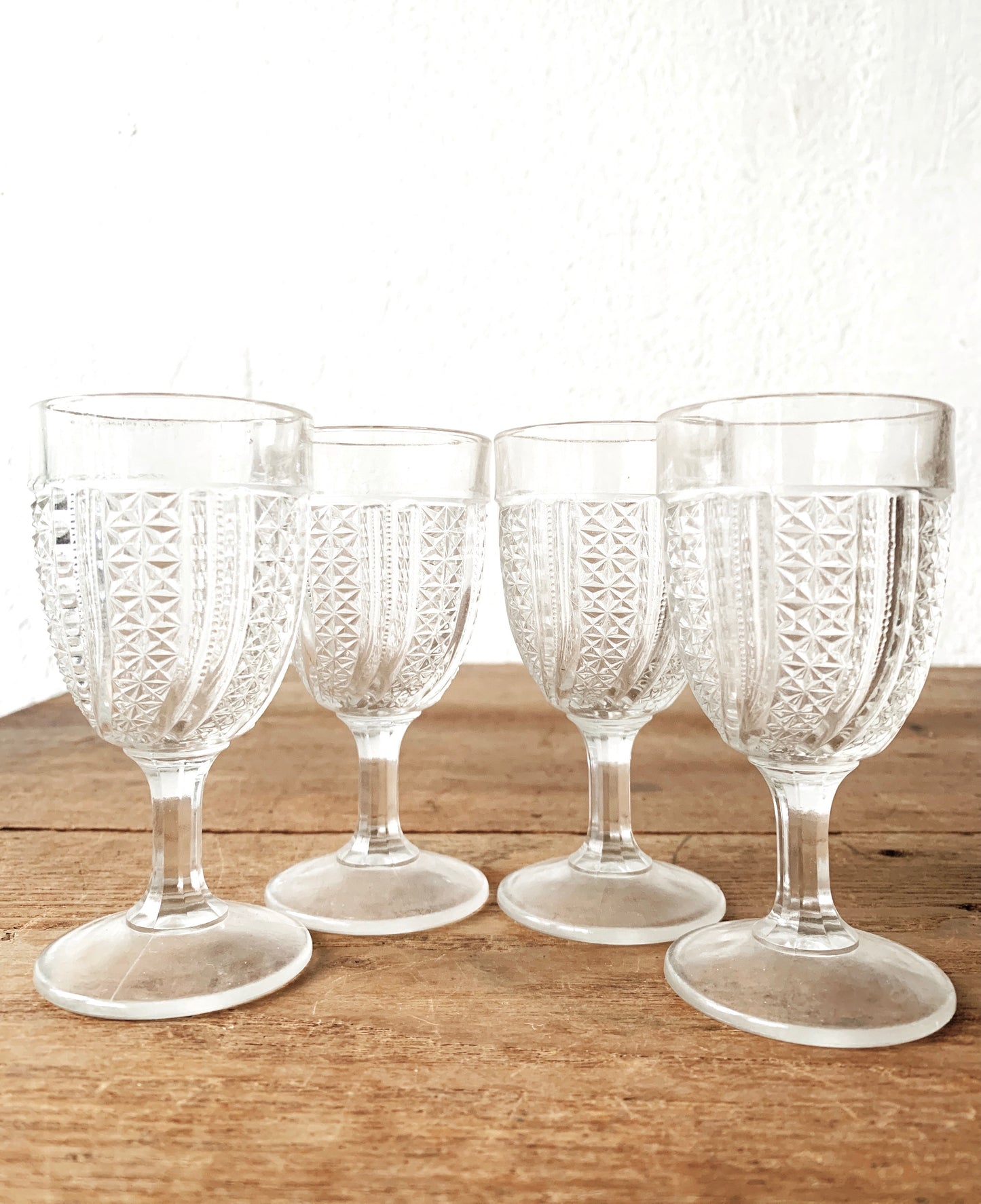 Vintage Cut Glass Aperitif Glasses Set of Four