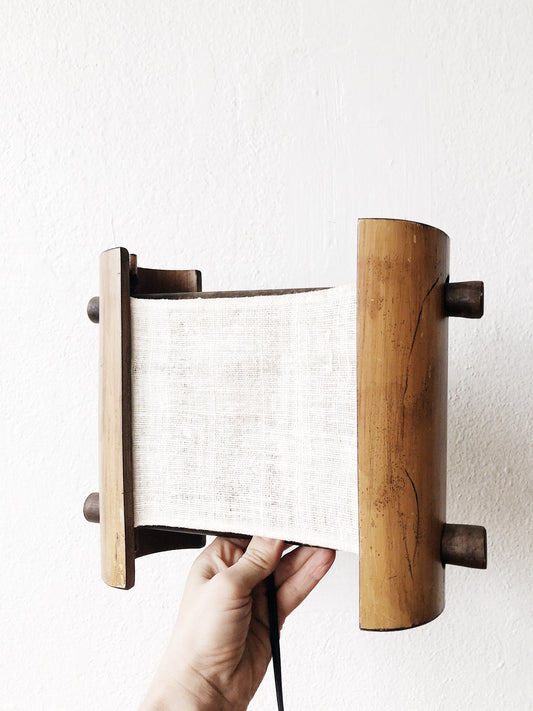 Vintage Handmade Bamboo and Linen Lamp