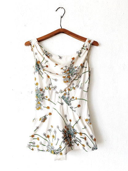 Vintage Floral One Piece Bathing Suit