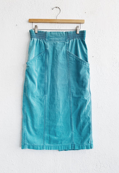 Vintage Turquoise Denim Pencil Skirt