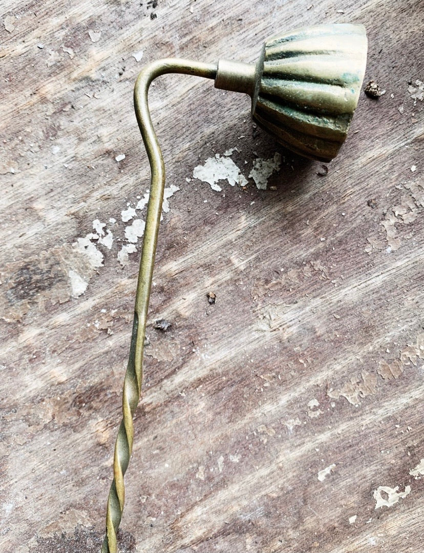 Vintage Brass Candle Holder Pair with Brass Snuffer