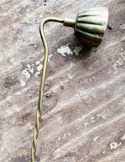 Vintage Brass Candle Holder Pair with Brass Snuffer
