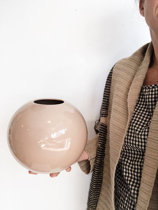 Vintage Buff Orb Vase