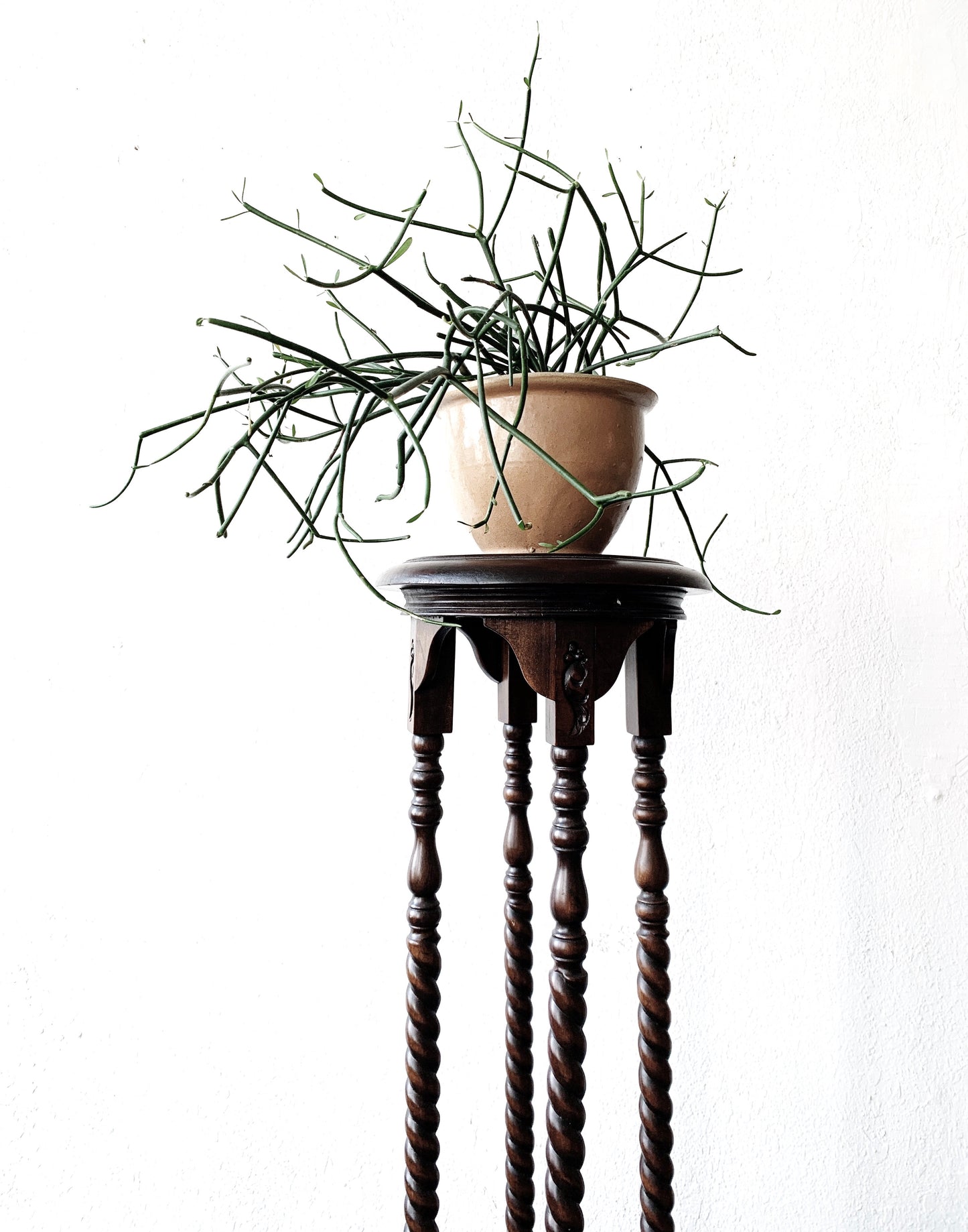 Tall Antique Wood Plant Stand