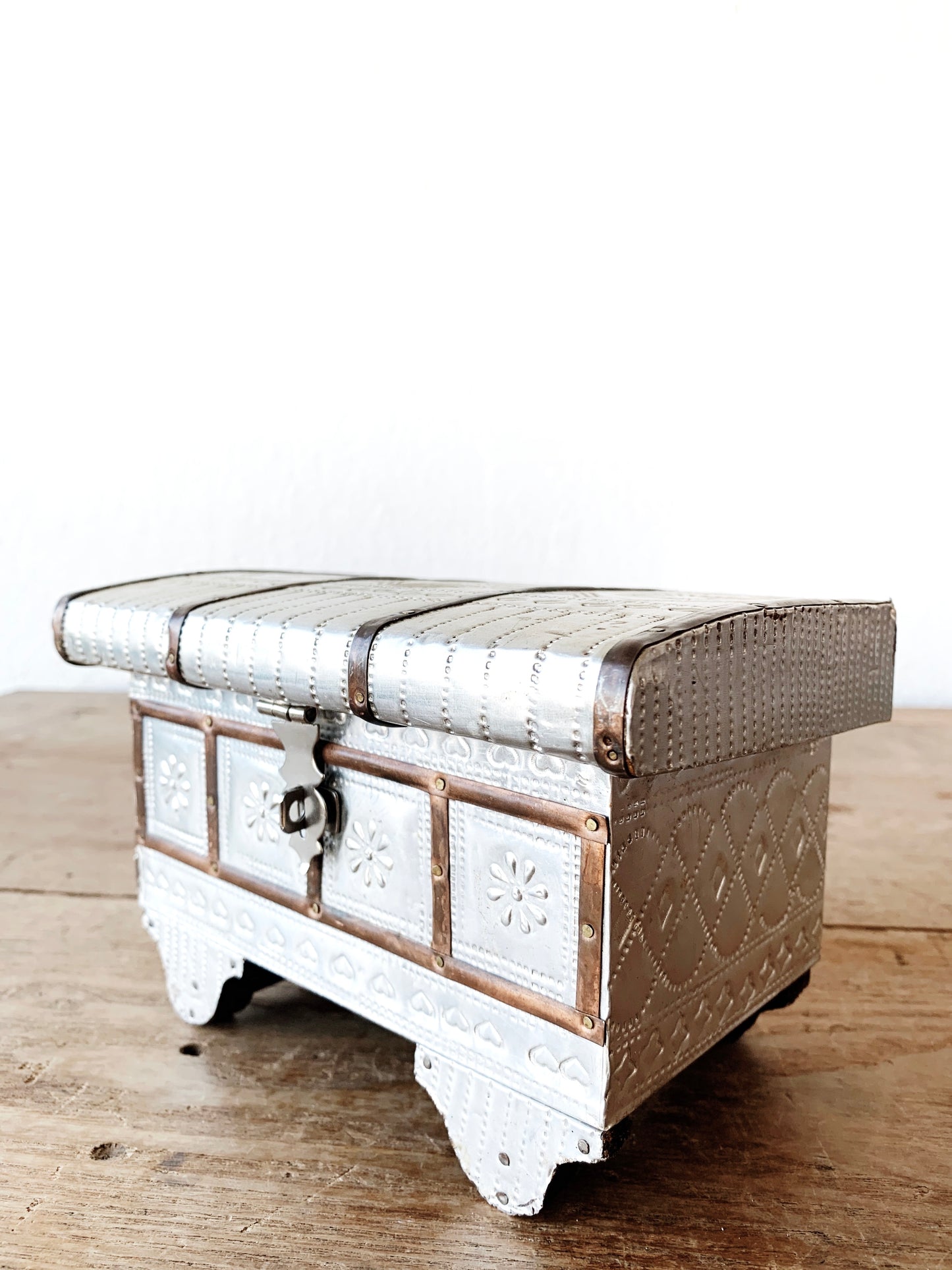 Pressed Tin and Copper Jewelry Chest