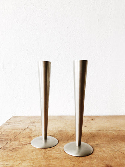 Modernist Pewter Candleholders