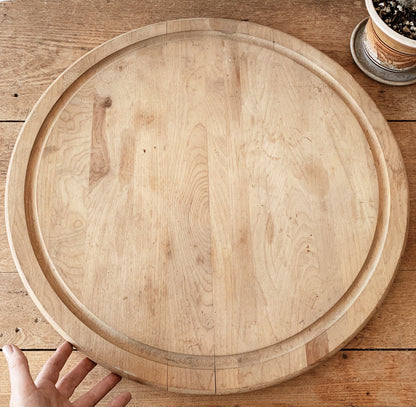 Large Vintage Natural Wood Lazy Susan