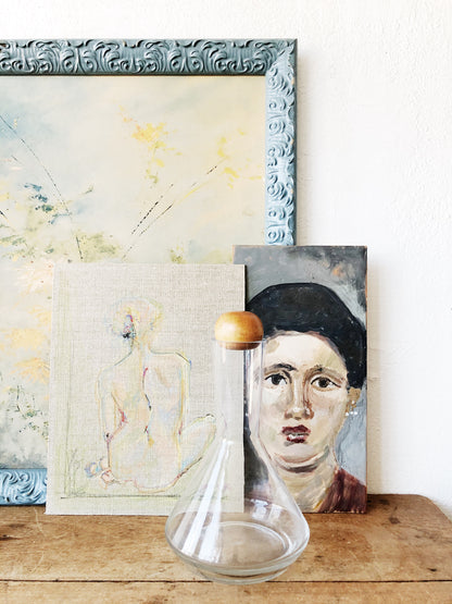 Vintage Original Encaustic Portrait Painting