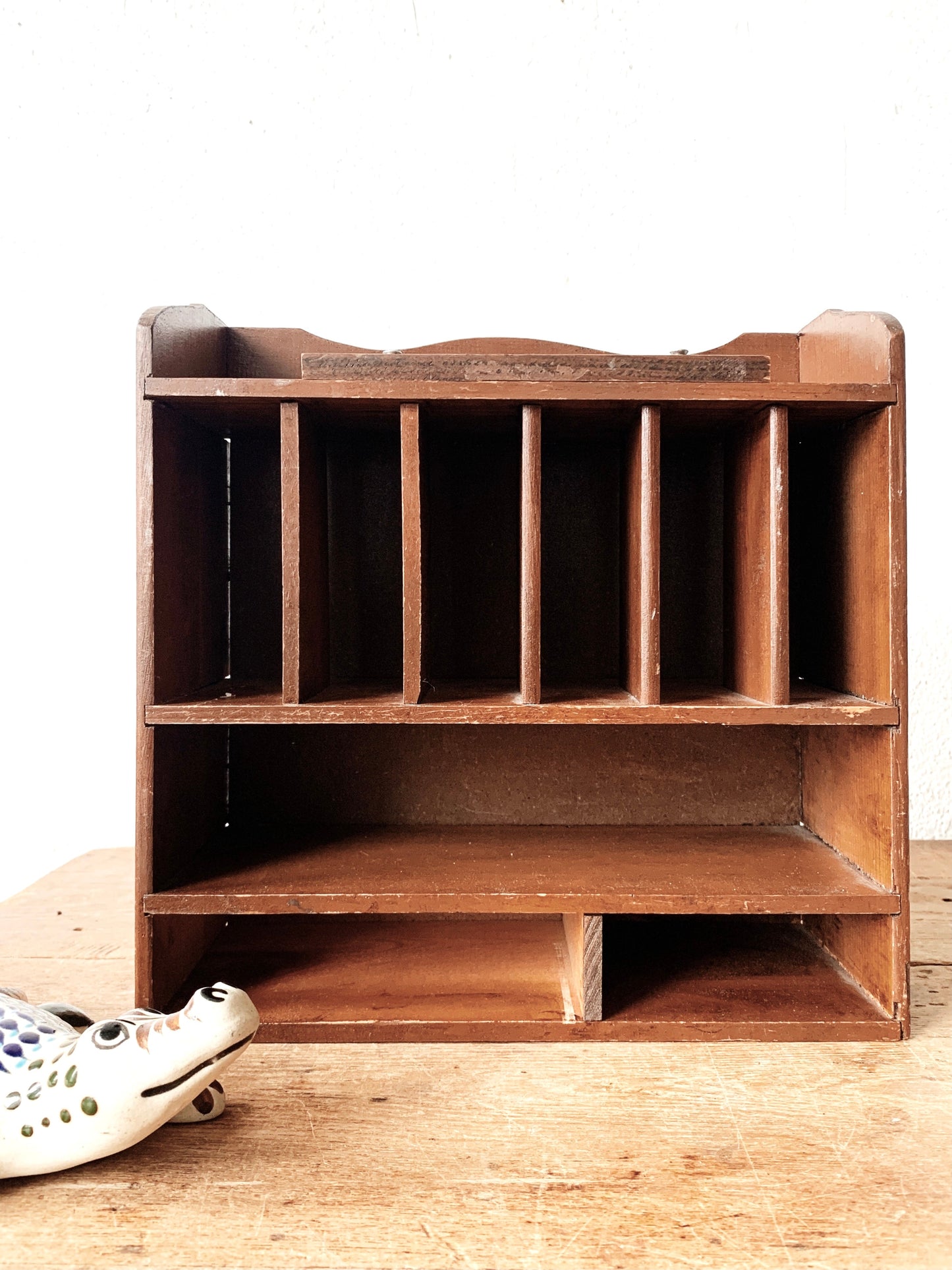 Vintage Wood Cubby Shelf
