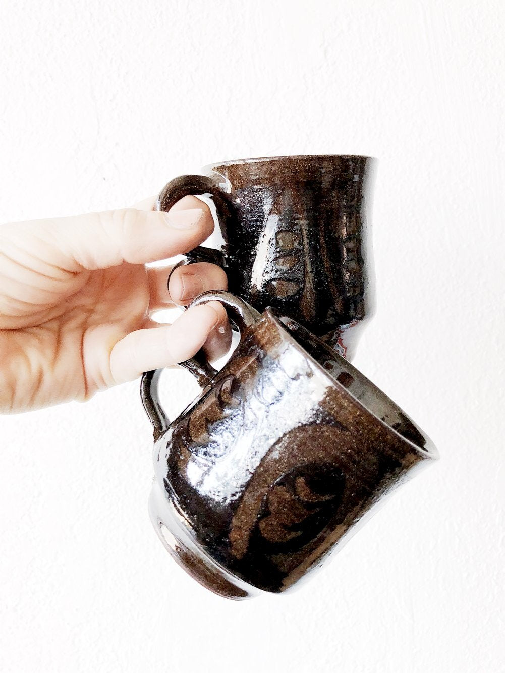 Pair of Handmade Trigger Handle Mugs