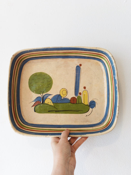 Vintage Hand Painted Clay Dish