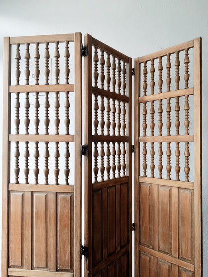 Antique Wood Trifold Room Divider