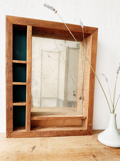 Vintage Wood Shadow Box Mirror