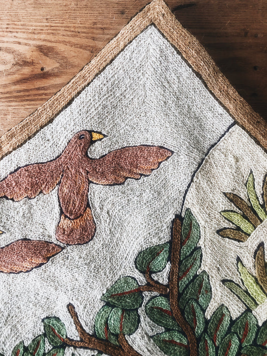 Vintage Tree of Life Crewel Textile