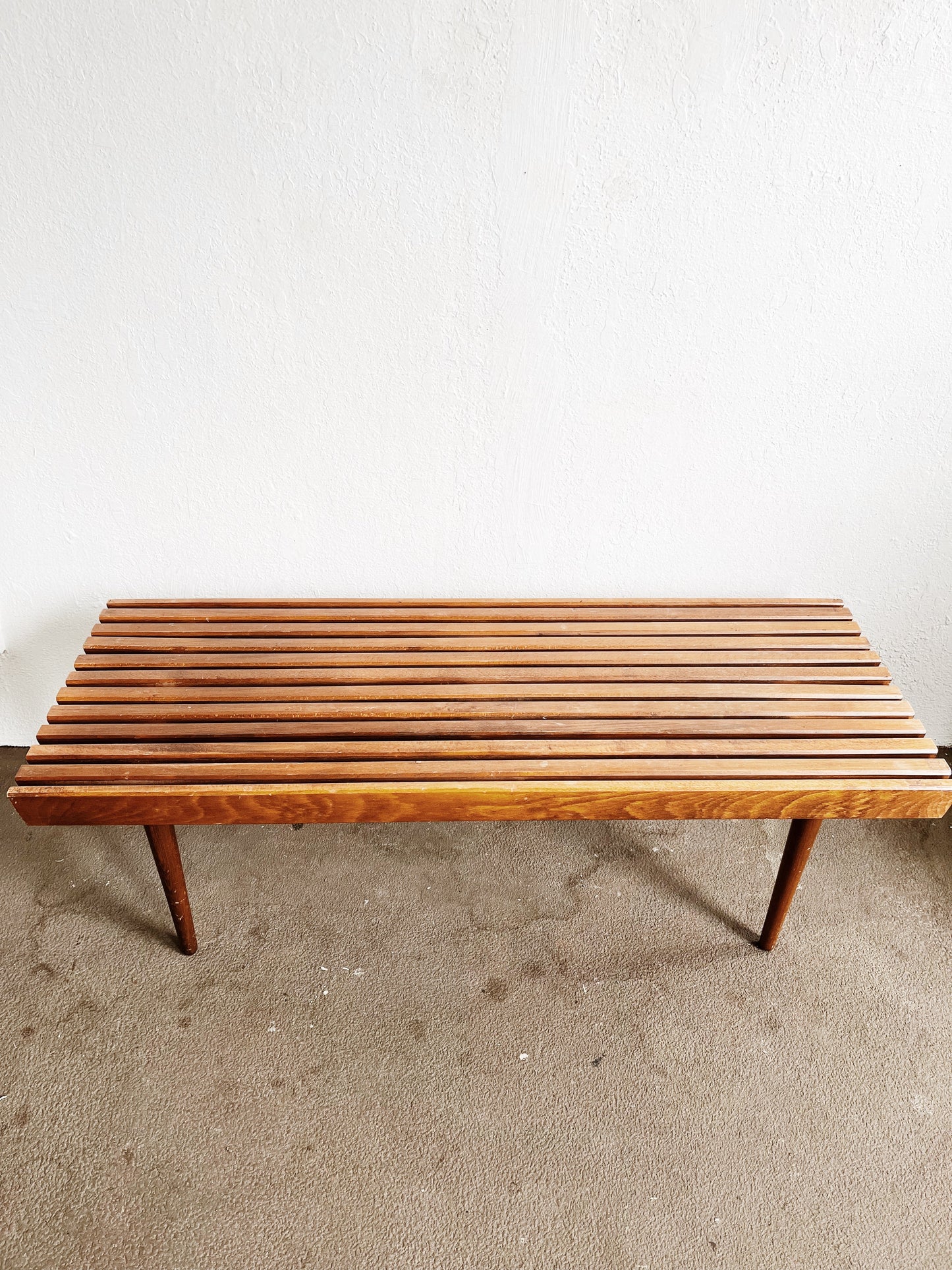 Mid Century Slatted Bench