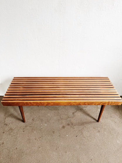 Mid Century Slatted Bench