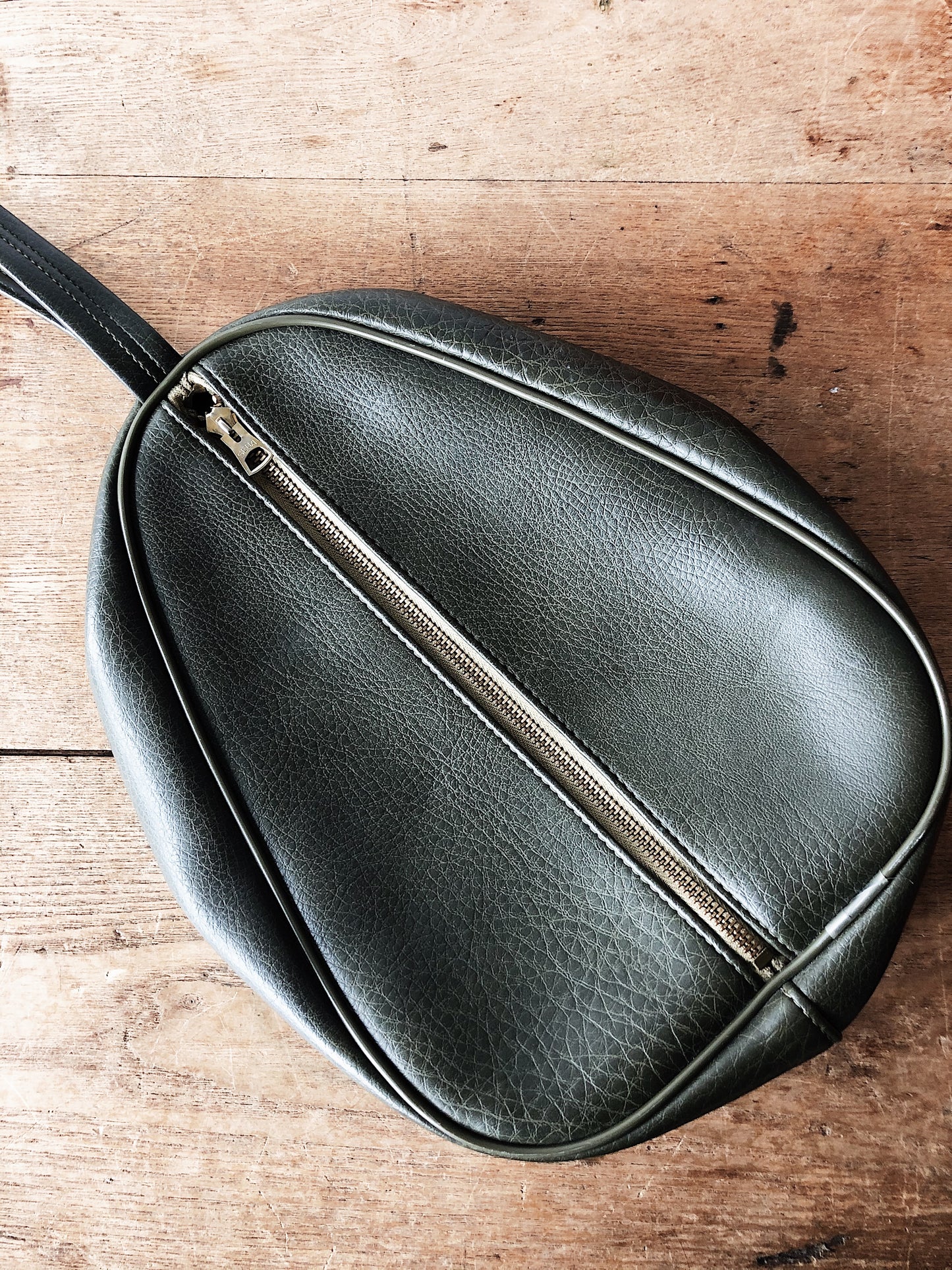 Vintage Olive Naugahyde Carryall