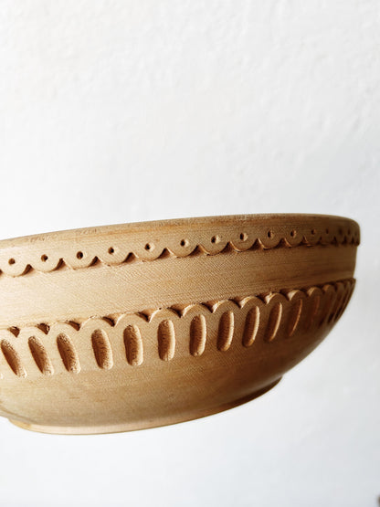 Vintage Carved Wood Bowl Greece