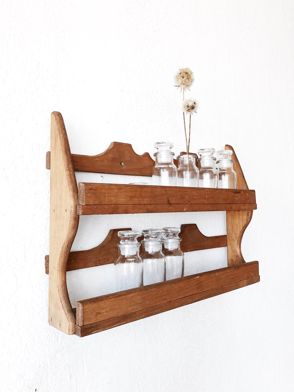 Vintage Wooden Apothecary Rack and Jars