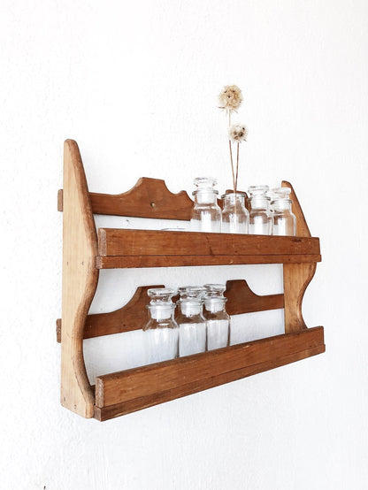 Vintage Wooden Apothecary Rack and Jars