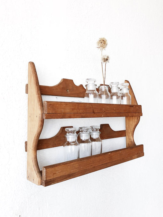 Vintage Wooden Apothecary Rack and Jars