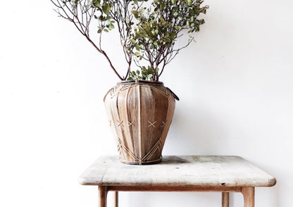 Large Vintage Palm Leaf Basket
