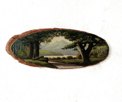 Antique Landscape Painting on Wood