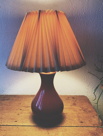 Vintage Ceramic Lamp with Pleated Shade