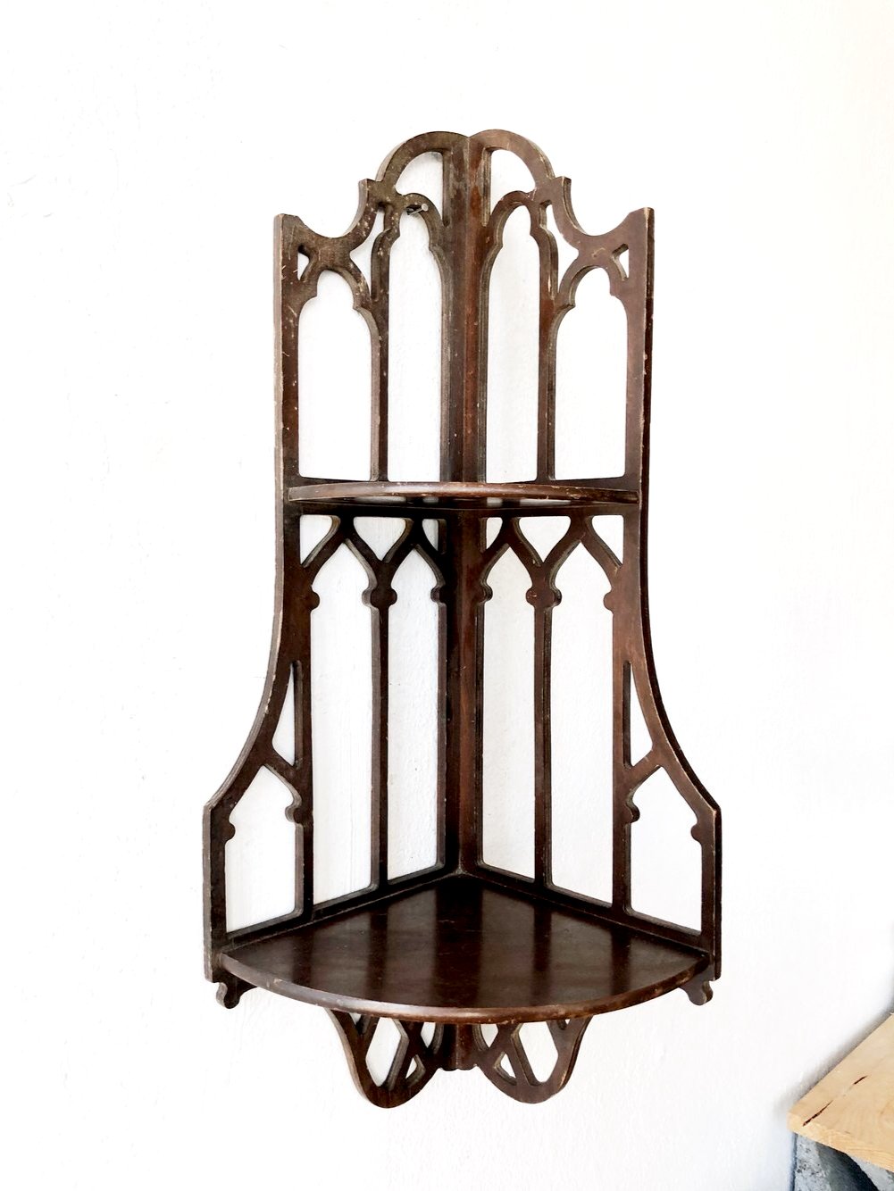 Antique Cathedral Corner Shelf