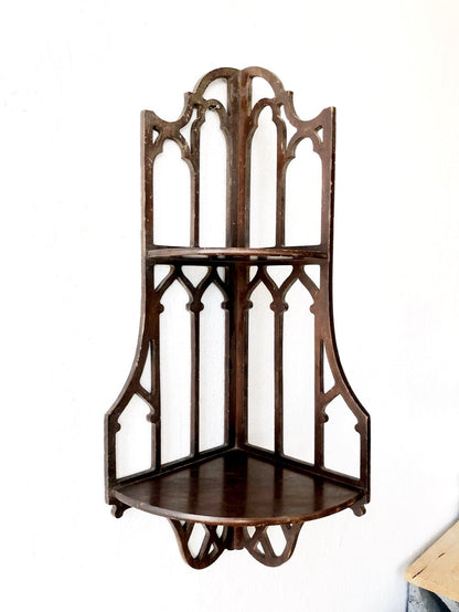 Antique Cathedral Corner Shelf