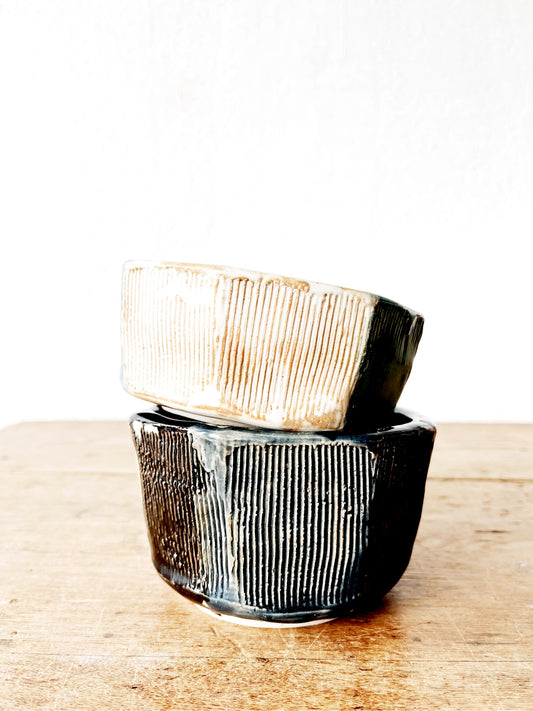 Pair of Vintage Hand Built Sgraffito Bowls