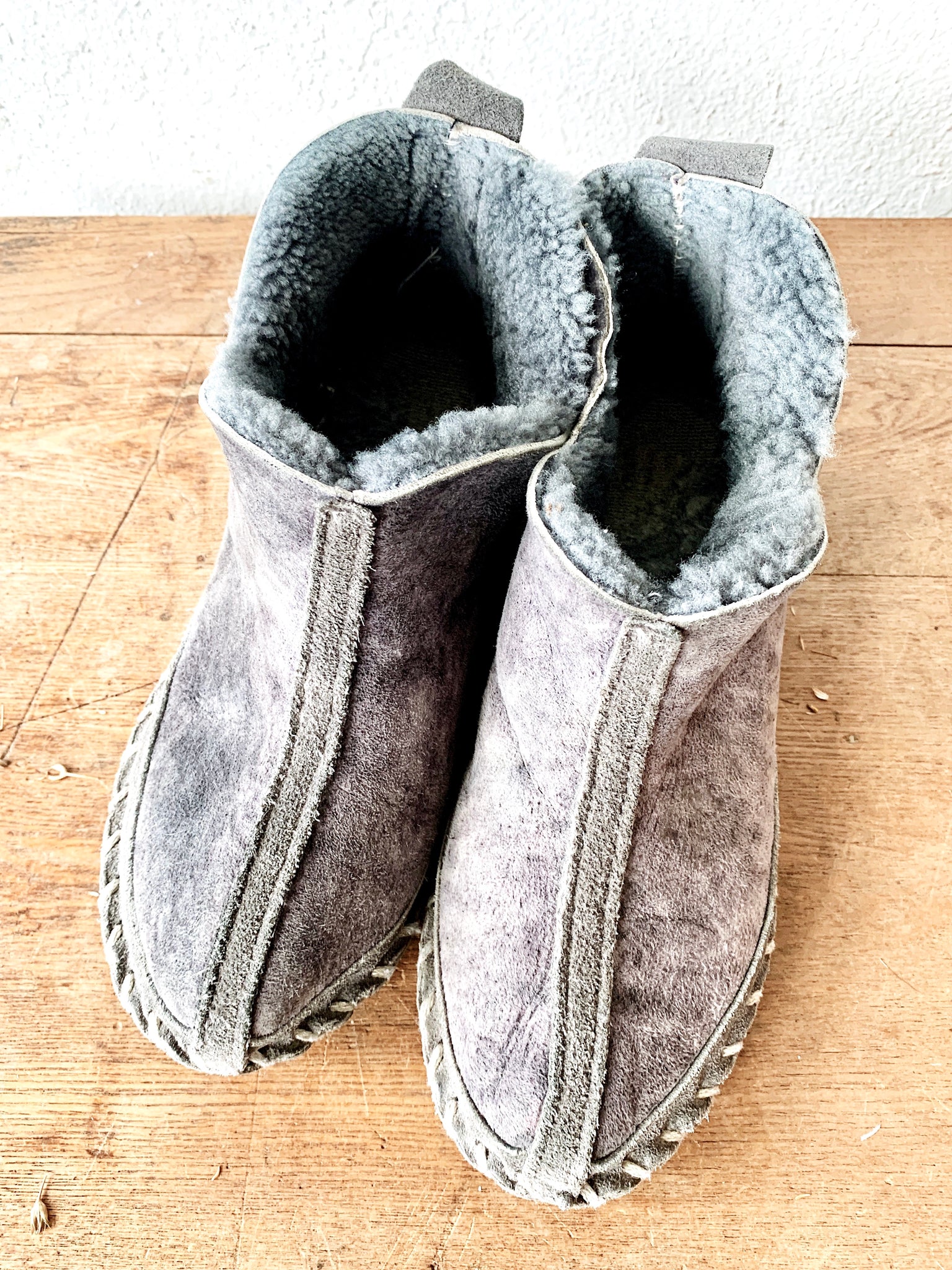 Vintage Shearling and Suede Slippers