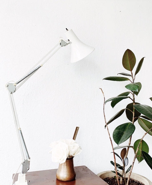 Vintage White Task Clamp Light