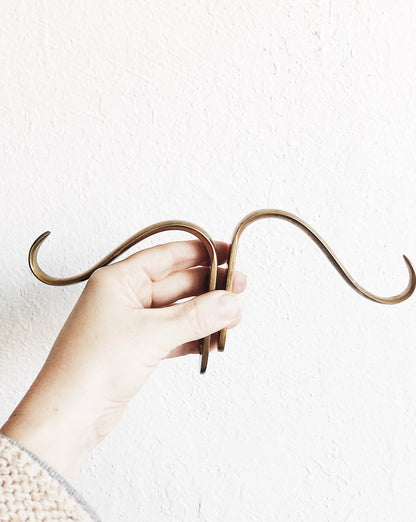 Vintage Brass Hooks - Pair