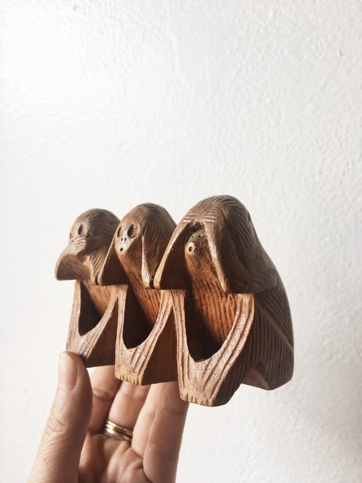 Carved Wood Wise Monkeys