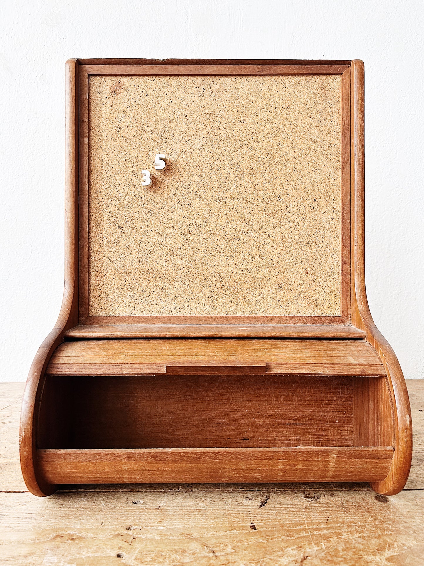 Vintage Cork Board with Tambour Storage