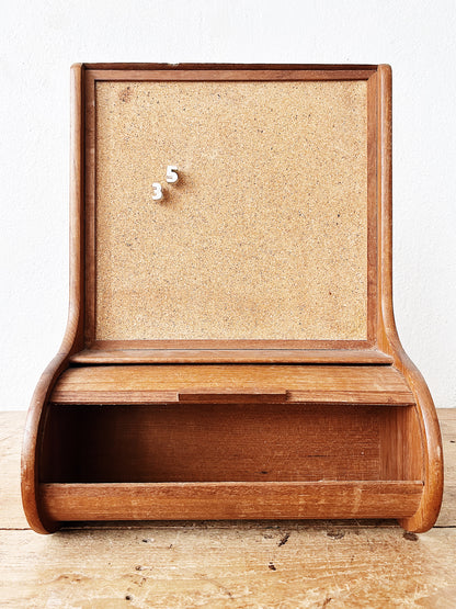 Vintage Cork Board with Tambour Storage