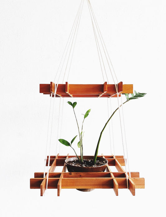 Wooden Grid Plant Hanger