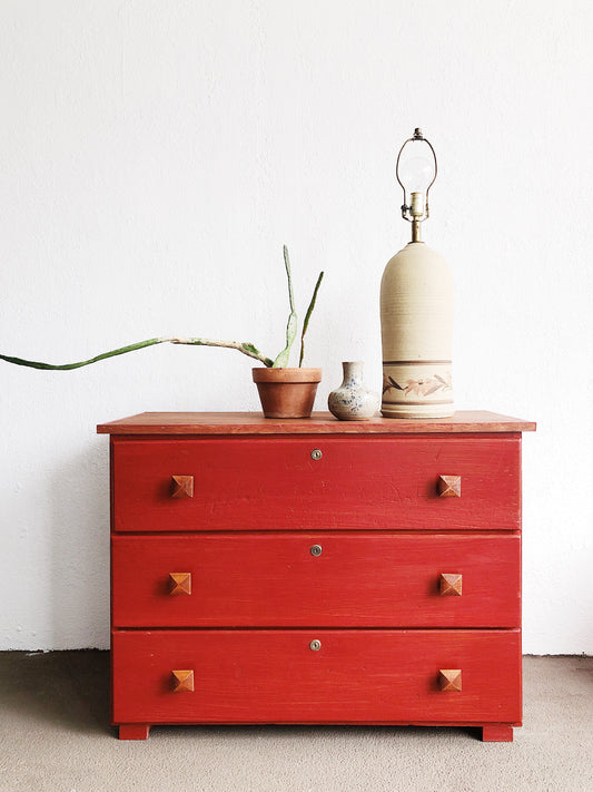 Vintage Handmade Coral Low Dresser