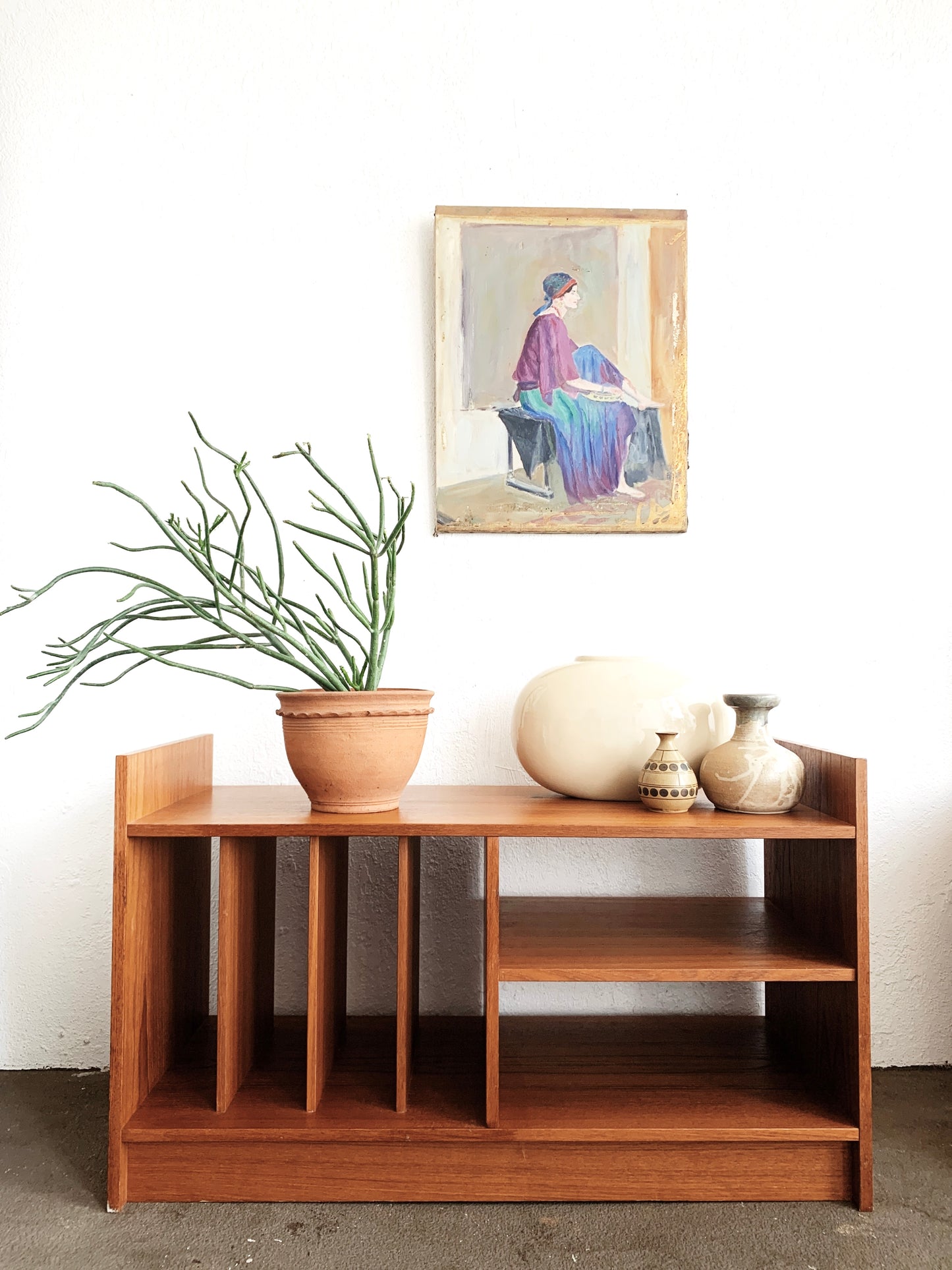 Mid Century Teak Media Shelf Danish