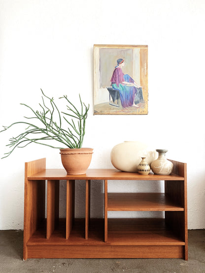 Mid Century Teak Media Shelf Danish