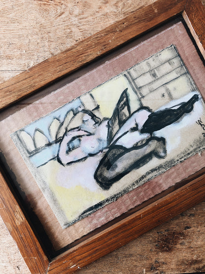 Original Nude Pastel in Antique Frame