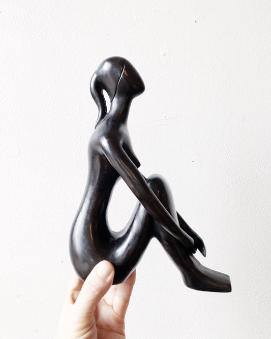 Vintage Stone Dreaming Woman Sculpture