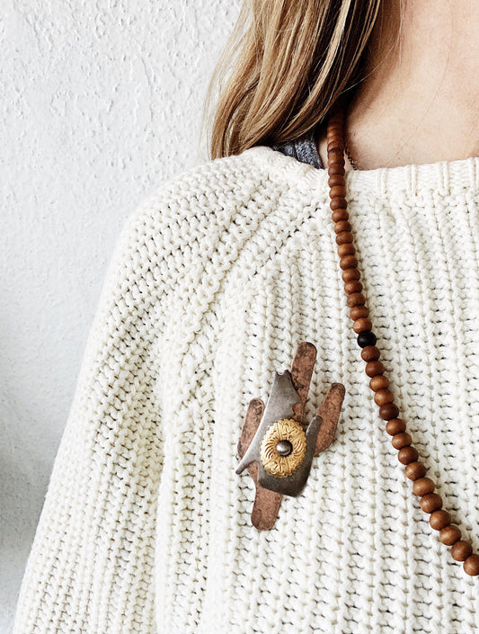 Vintage Coyote with Cactus Pin