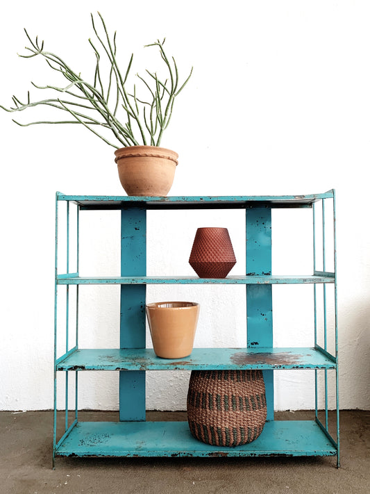 Mid Century Turquoise Metal Shelf