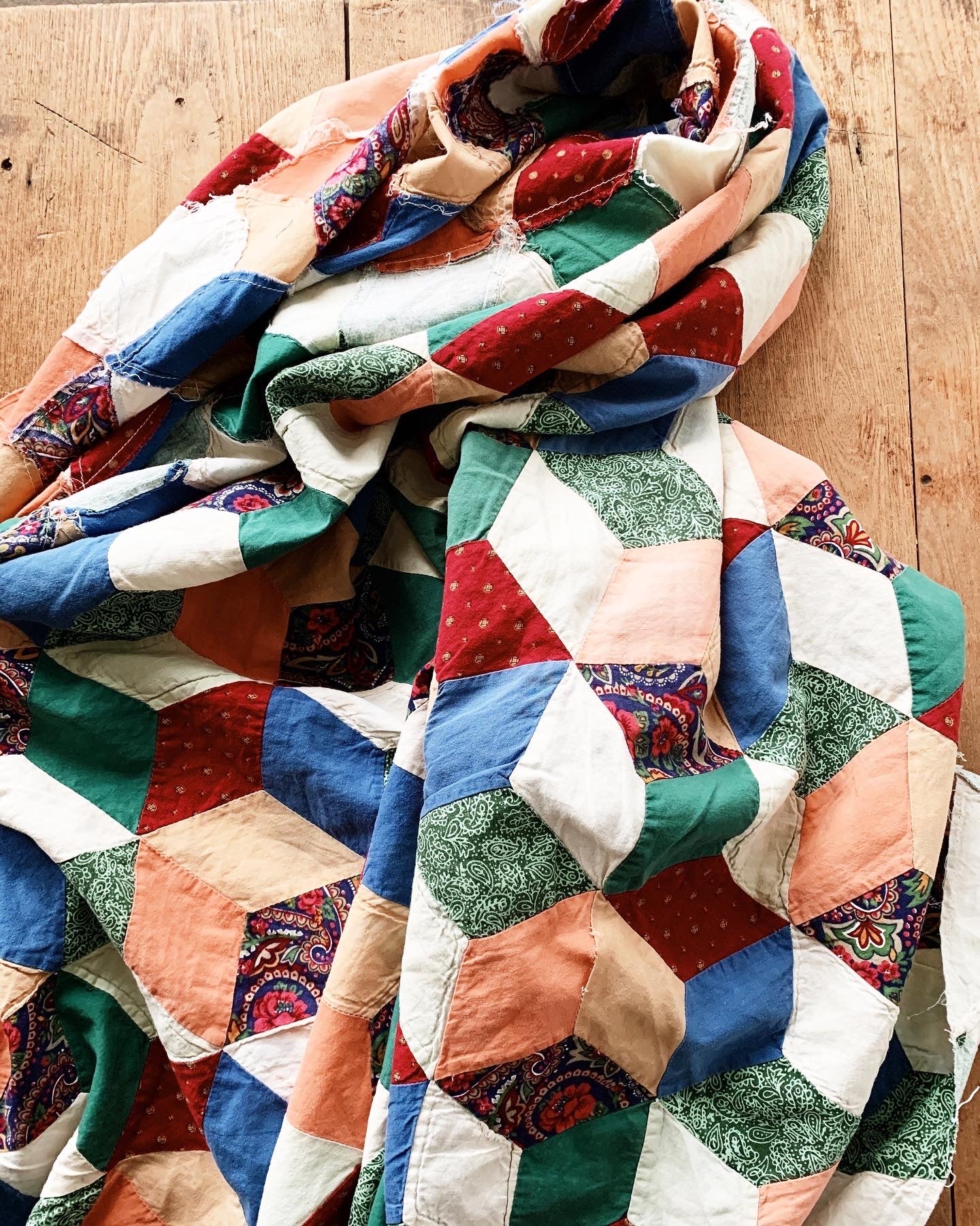 Vintage Cotton Patchwork Quilt Top